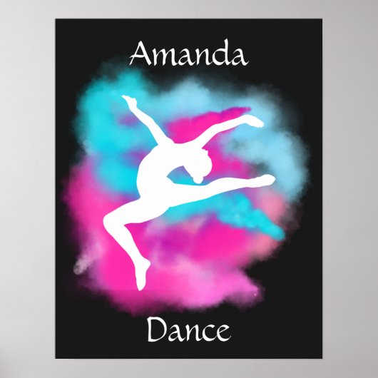Meisjes Dance Leap Roze Blauwe Kleur Bomb met naam Poster (Voorkant)