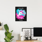 Meisjes Dance Leap Roze Blauwe Kleur Bomb met naam Poster (Thuiskantoor)