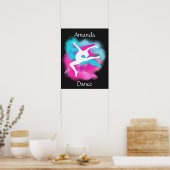 Meisjes Dance Leap Roze Blauwe Kleur Bomb met naam Poster (Keuken)