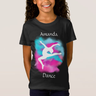 Meisjes Dance Leap Roze Blauwe Kleur Bomb met naam T-shirt