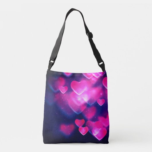 Meisjes Dance Pink en Paarse drijvende harten Crossbody Tas (Achterkant)