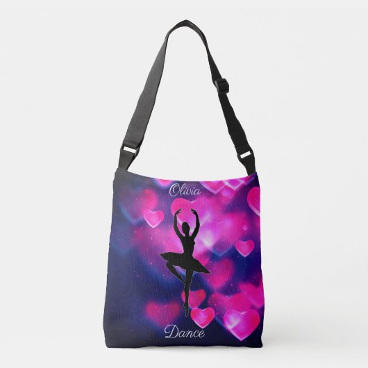 Meisjes Dance Pink en Paarse drijvende harten Crossbody Tas (Voorkant)