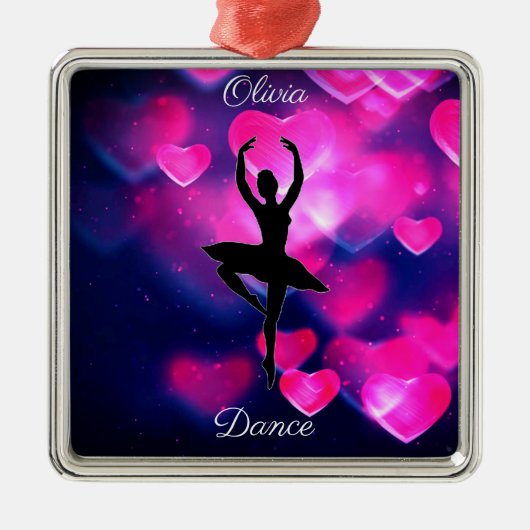 Meisjes Dance Pink en Paarse drijvende harten Metalen Ornament (Voorkant)
