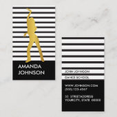 Meisjes Dance School Black White Stripes Visitekaartje (Voorkant / Achterkant)