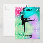 Meisjes Dance Waterverf met drijvende harten Briefkaart (Voorkant / Achterkant)