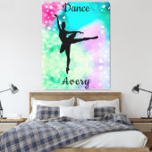 Meisjes Dance Waterverf met drijvende harten Canvas Afdruk (Insitu (Slaapkamer))