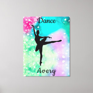 Meisjes Dance Waterverf met drijvende harten Canvas Afdruk
