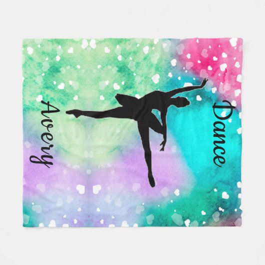 Meisjes Dance Waterverf met drijvende harten Fleece Deken (Voorkant (Horizontaal))