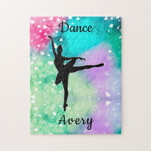 Meisjes Dance Waterverf met drijvende harten Legpuzzel (Verticaal)