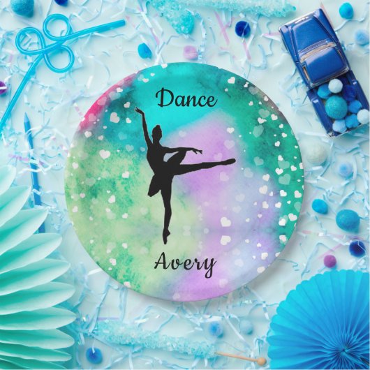 Meisjes Dance Waterverf met drijvende harten Papieren Bordje (Feest)