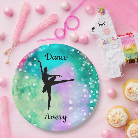 Meisjes Dance Waterverf met drijvende harten Papieren Bordje (Feest)