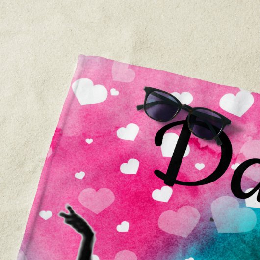 Meisjes Dance Waterverf met drijvende harten Strandlaken (In situ)