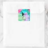 Meisjes Dance Waterverf met drijvende harten Vierkante Sticker (Tas)