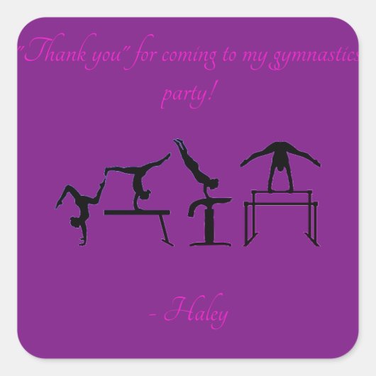 Meisjes "Dank je" Gymnastiekpartij Stickers (Voorkant)