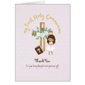 Meisjes Dank je Kaart van de Heilige Communie - Br (Voorkant)