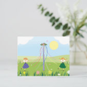 Meisjes Dansen rond Maypole Briefkaart (Staand voorkant)
