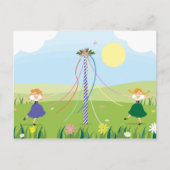 Meisjes Dansen rond Maypole Briefkaart (Voorkant)