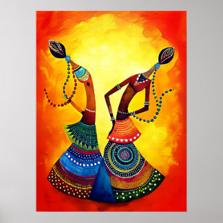 Meisjes dansen: traditionele Indiase kunst Poster
