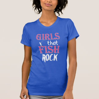 MEISJES dat FISH ROCK Girl Angler in Roze Vist T-shirt