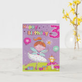 Meisjes Derde verjaardag Kaart - Zware wensen (Gele Bloem)