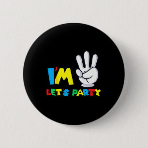 Meisjes Derde Verjaardag Shirt 3e Verjaardag Lets  Ronde Button 5,7 Cm