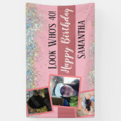 Meisjes die 40 Glitter Birthday roze zijn Spandoek (Verticaal)