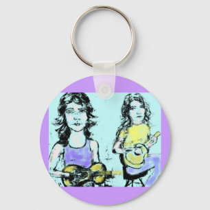 meisjes die akoestisch spelen sleutelhanger