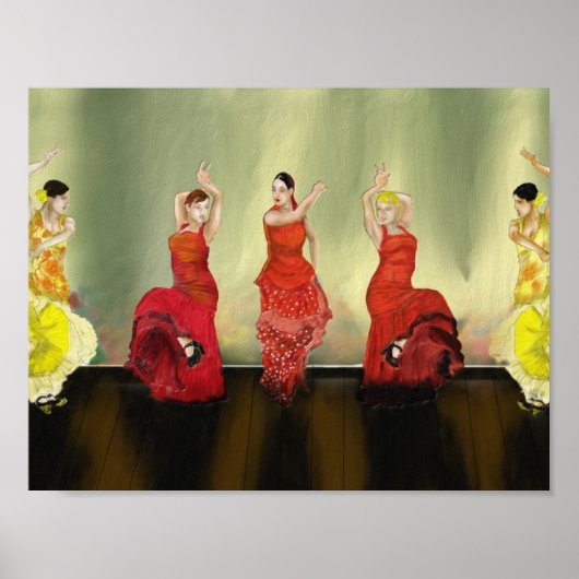 Meisjes die flamenco dansen op het podium Kunstpri Poster (Voorkant)