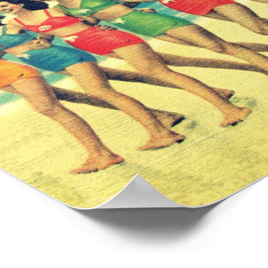  meisjes die langs het strand lopen poster (Hoek)