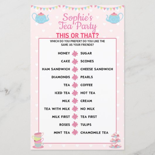 Meisjes die op een dag thee eten, dit of dat spel (Voorkant)