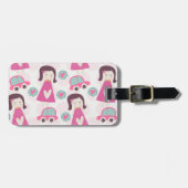 Meisjes die plaatsen zoeken bagagelabel (Voorkant horizontaal)