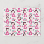 Meisjes die plaatsen zoeken briefkaart (Voorkant)