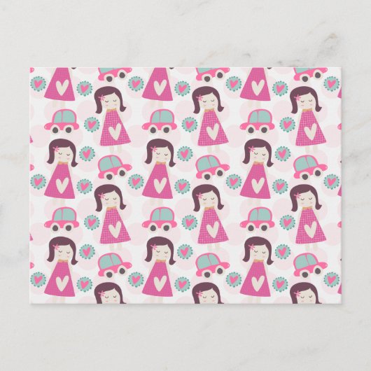 Meisjes die plaatsen zoeken briefkaart (Voorkant)