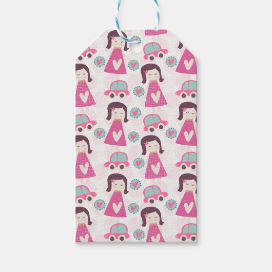 Meisjes die plaatsen zoeken cadeaulabel (Voorkant)