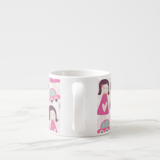 Meisjes die plaatsen zoeken espresso kop (Achterkant)