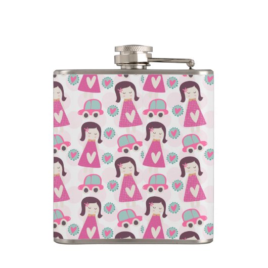 Meisjes die plaatsen zoeken heupfles (Achterkant)