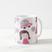 Meisjes die plaatsen zoeken koffiemok (Voorkant rechts)