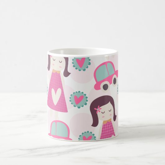 Meisjes die plaatsen zoeken koffiemok (Center)