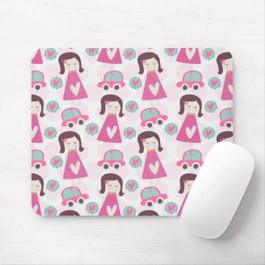 Meisjes die plaatsen zoeken muismat (Met muis)