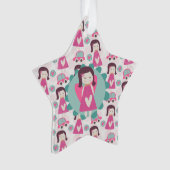 Meisjes die plaatsen zoeken ornament (voorkant)