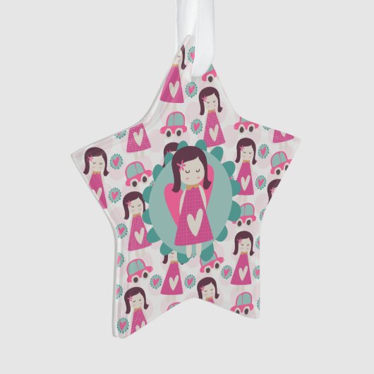 Meisjes die plaatsen zoeken ornament (voorkant)