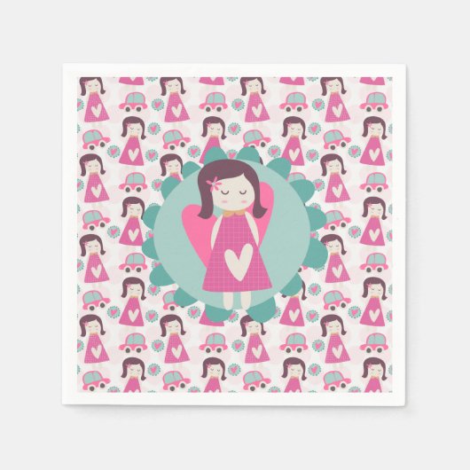 Meisjes die plaatsen zoeken servet (Voorkant)