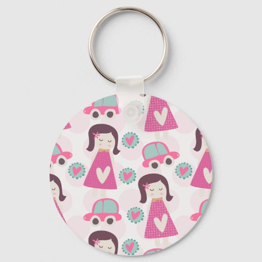 Meisjes die plaatsen zoeken sleutelhanger (Voorkant)