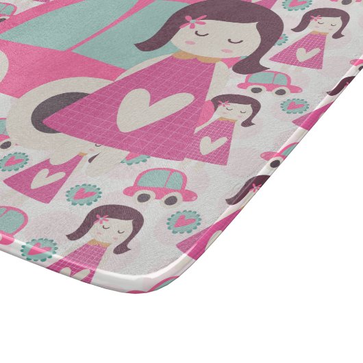 Meisjes die plaatsen zoeken snijplank (Hoek)