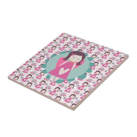 Meisjes die plaatsen zoeken tegeltje (Zijkant)