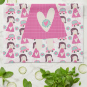 Meisjes die plaatsen zoeken theedoek (Gevouwen)