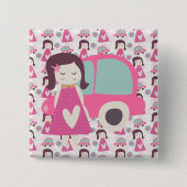 Meisjes die plaatsen zoeken vierkante button 5,1 cm (Voorkant)