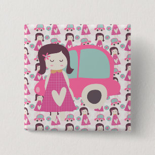 Meisjes die plaatsen zoeken vierkante button 5,1 cm