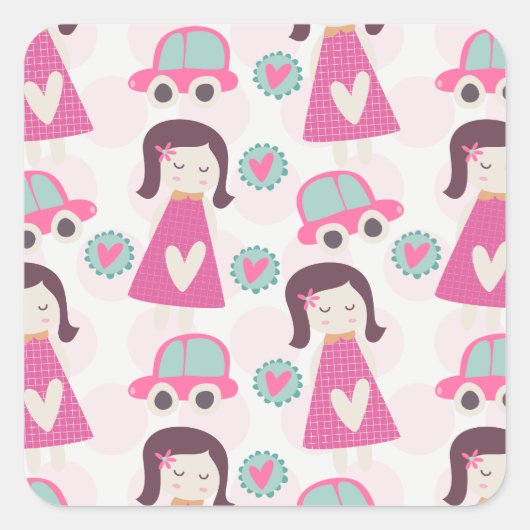 Meisjes die plaatsen zoeken vierkante sticker (Voorkant)