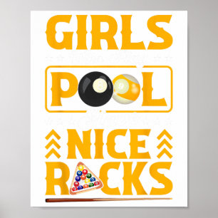 Meisjes die poel spelen, hebben een mooie, grappig poster